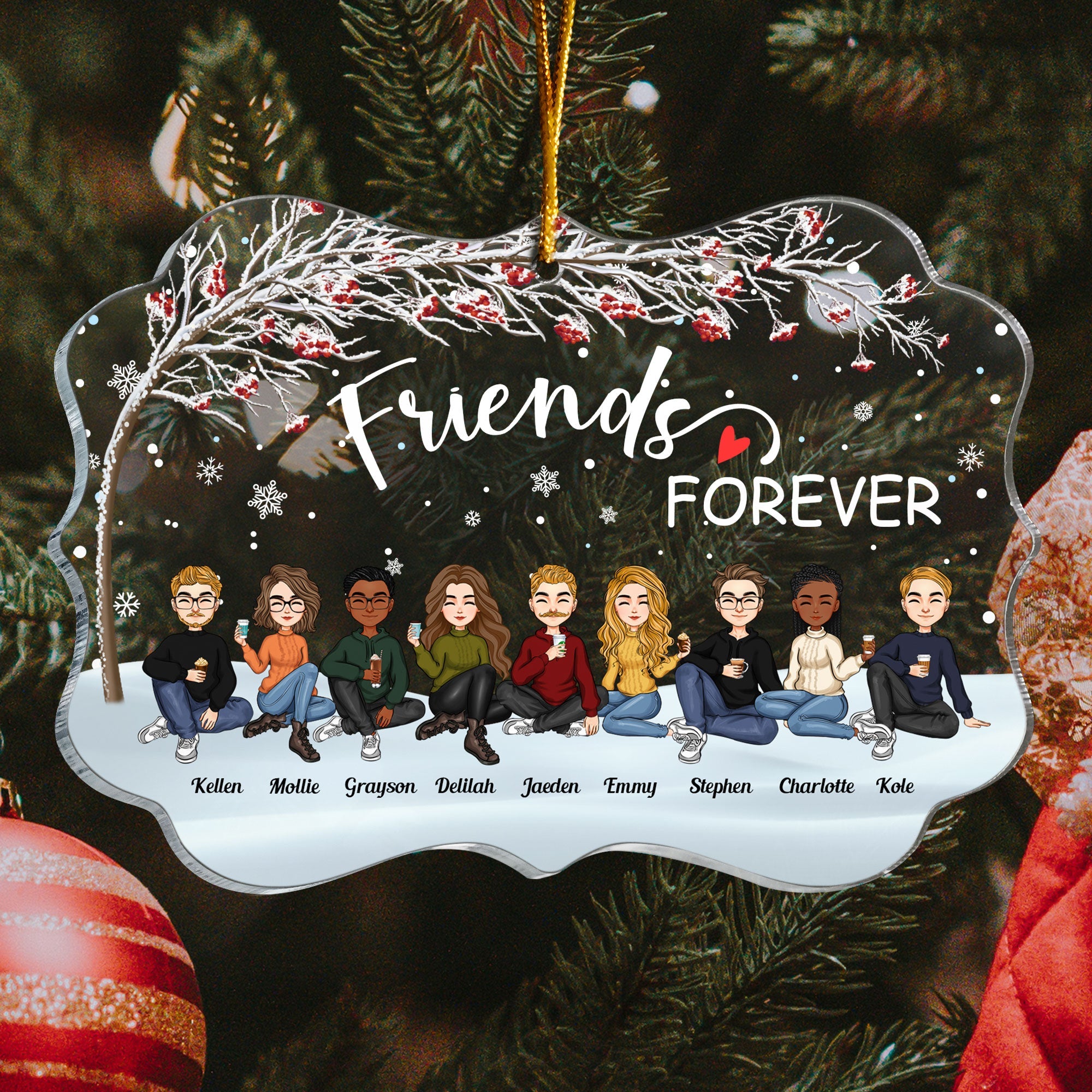 Friends Forever - Winter Tree - Personalized Acrylic Ornament