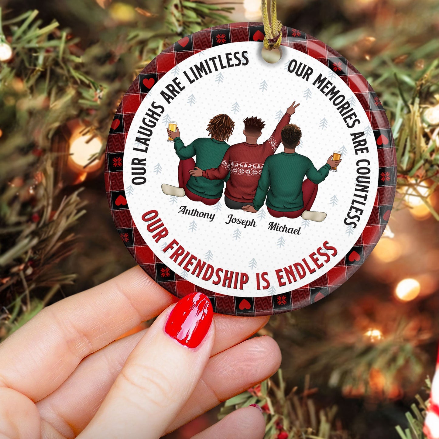 Friends Ornament - Our Friendship Is Endless - Personalized Friends Ornament