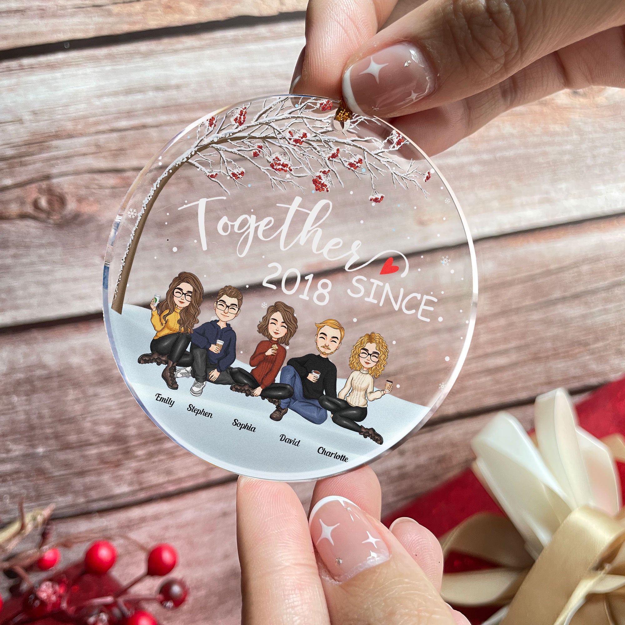 Friends - Together Since - Personalized Circle Acrylic Ornament - Christmas, New Year Gift For Friends, Sistas, Sister, Besties, Best Friends, Soul Sisters