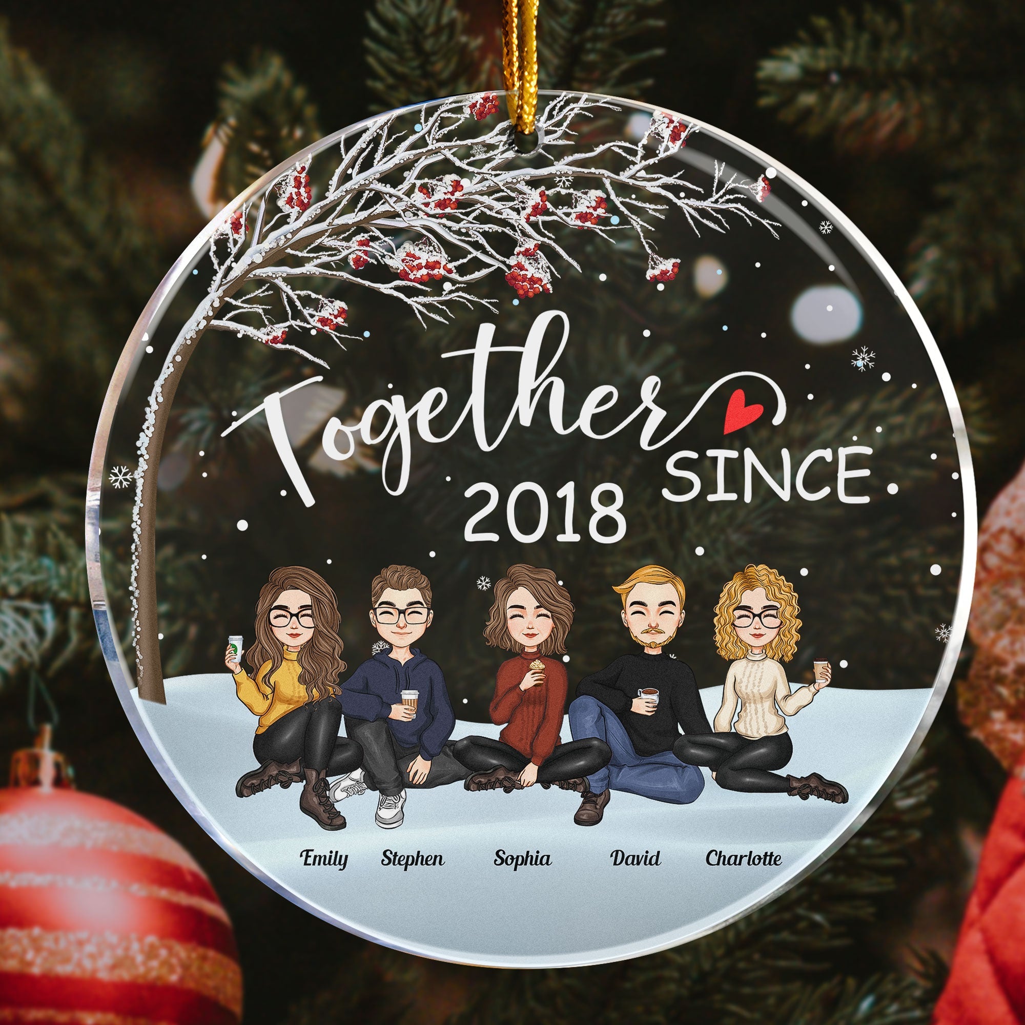 Friends - Together Since - Personalized Circle Acrylic Ornament - Christmas, New Year Gift For Friends, Sistas, Sister, Besties, Best Friends, Soul Sisters