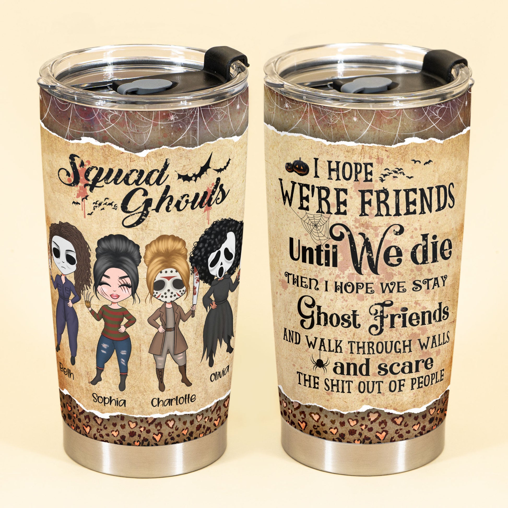 Friends Until We Die - Personalized Tumbler - Halloween Gift For Friends - Chibi Girl