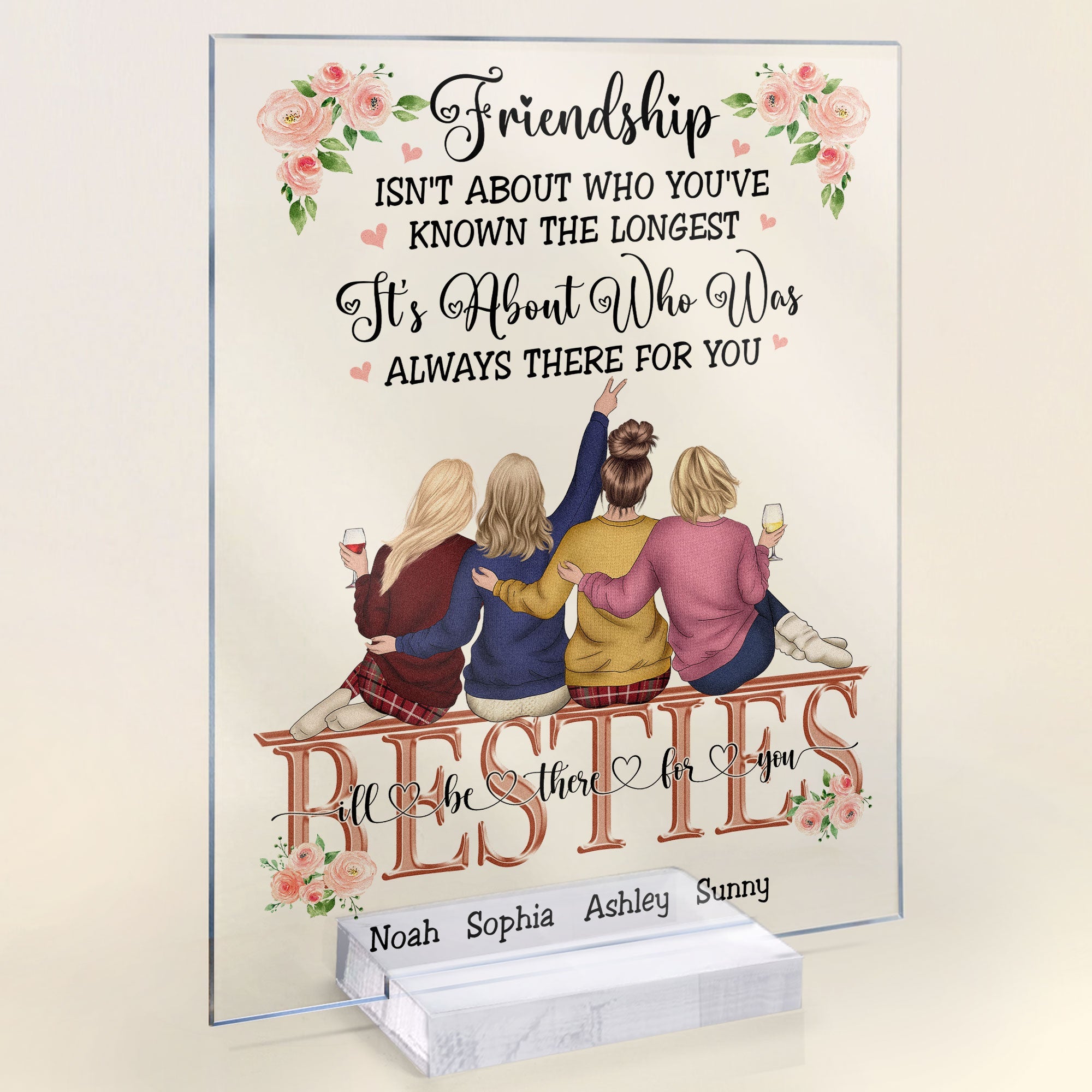Friendship, It's About Who Was Always There For You - Personalized Acrylic Plaque - Birthday, Friendship day, Friend's Day Gift For Friends, Besties, Bff