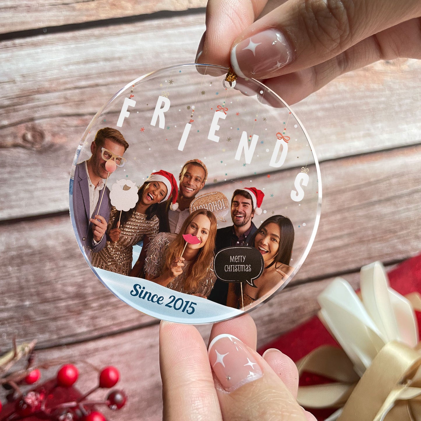 Friendship - Personalized Circle Acrylic Photo Ornament