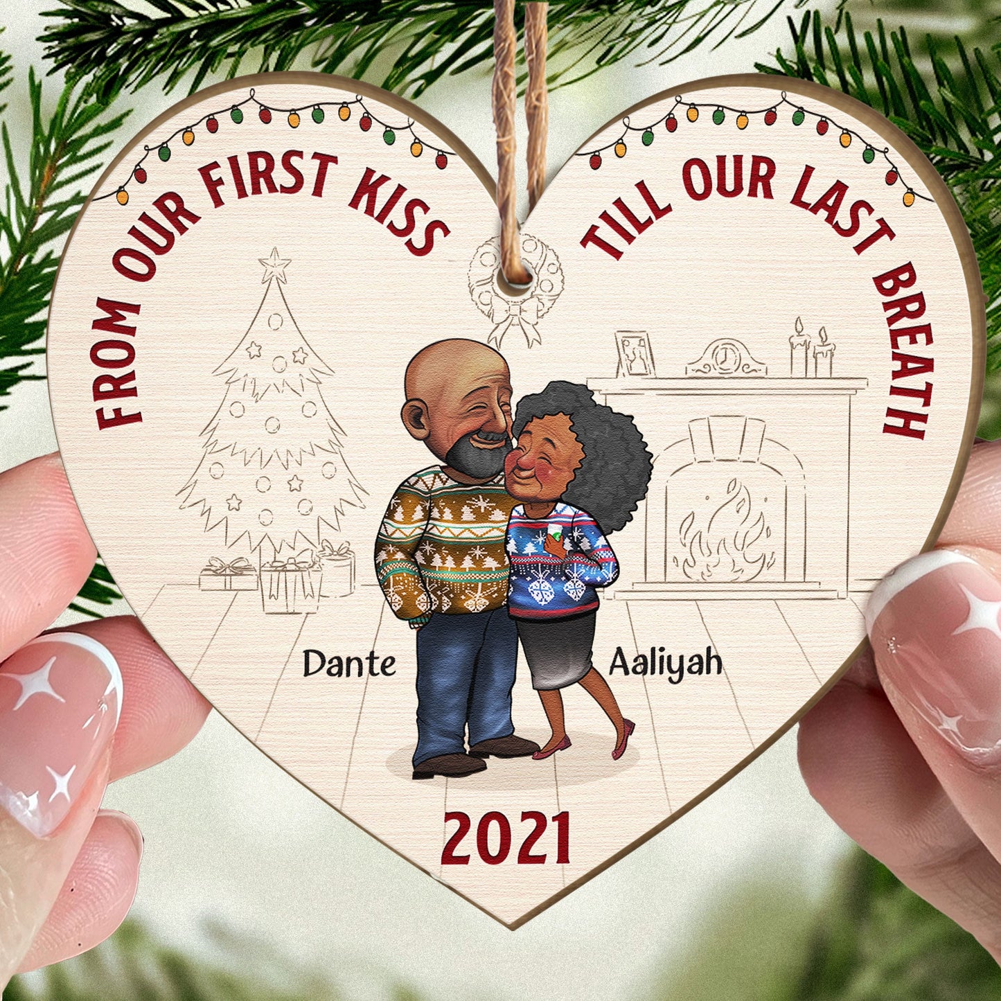 From Our First Kiss Till Our Last Breath - Personalized Wooden Ornament