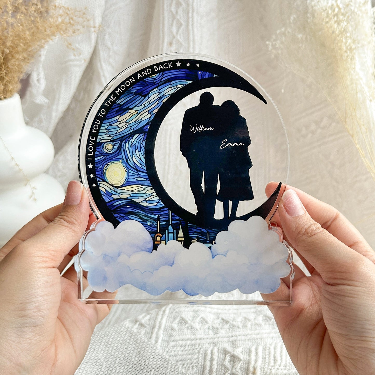 I Love You To The Moon And Back New Version - Personalized Acrylic Plaque