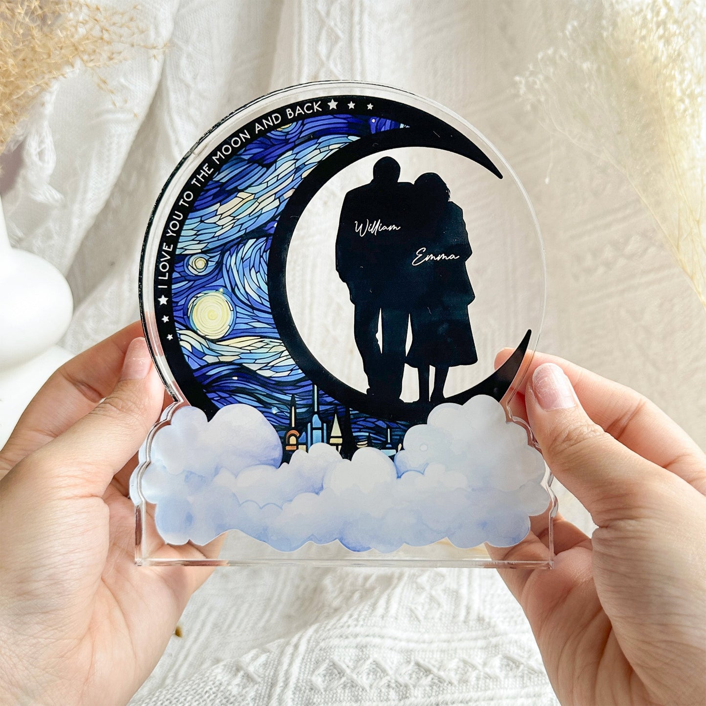 I Love You To The Moon And Back New Version - Personalized Acrylic Plaque