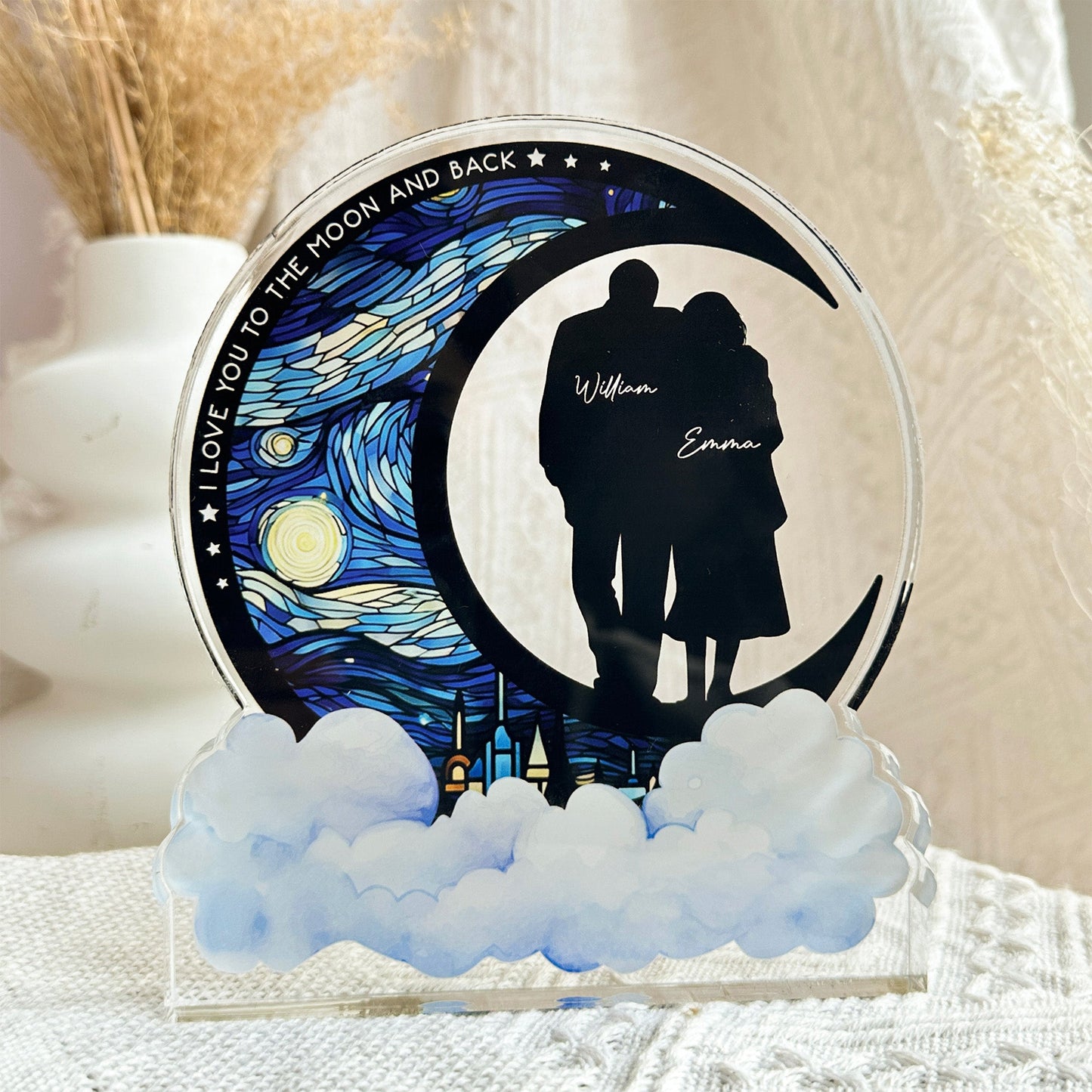 I Love You To The Moon And Back New Version - Personalized Acrylic Plaque