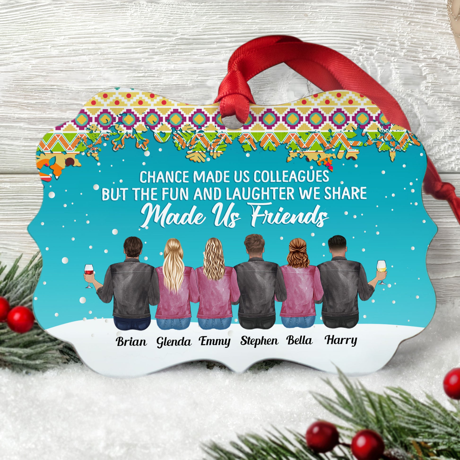 Fun And Laughter Made Us Friends - Personalized Aluminum Ornament - Christmas Gift For Work Friends