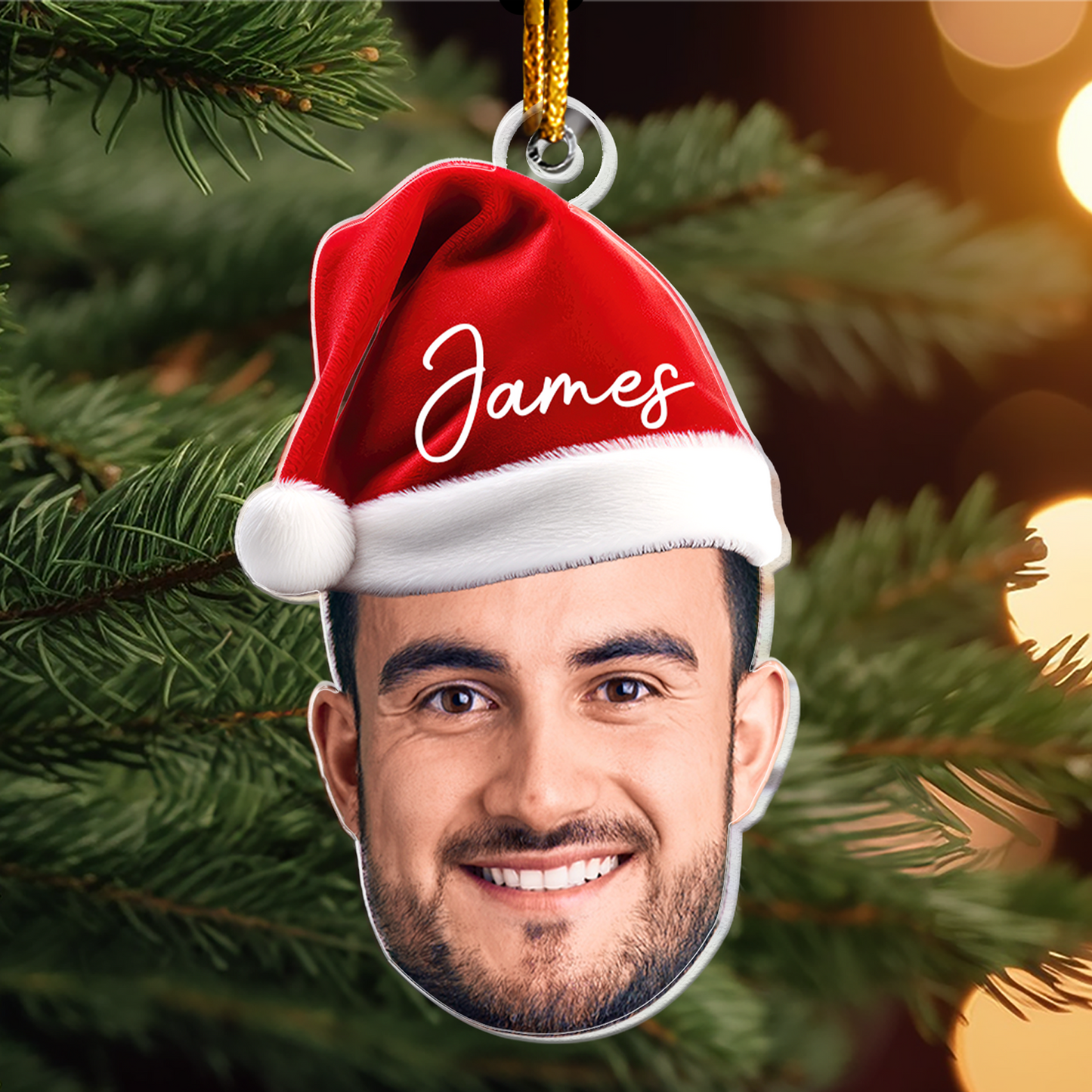 Funny Christmas Face - Personalized Family Photo Ornament