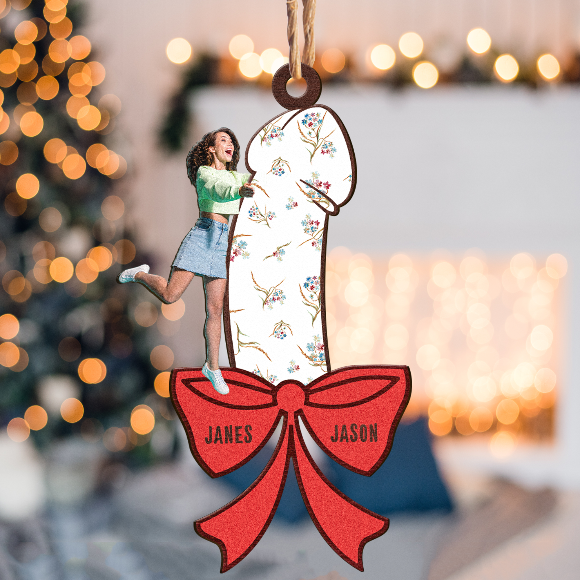 Funny Christmas Gift For Husband, Boyfriend - Personalized Wooden Photo Ornament