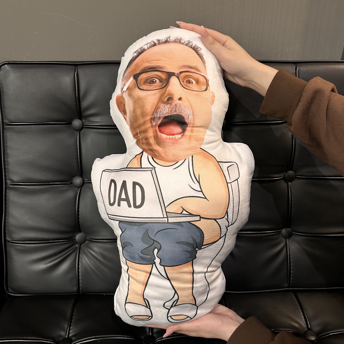 Funny Dad Doing Dad Sh*t Custom Face - Personalized Photo Custom Shaped Pillow