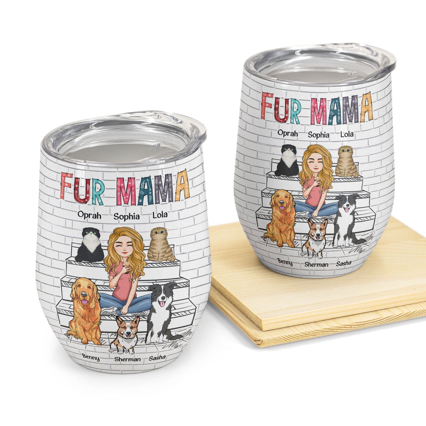 Fur Mama - Sketch Version - Personalized Wine Tumbler