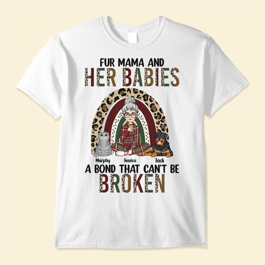 Fur Mama & Her Babies - Personalized Shirt - Christmas, Loving, Birthday Gift For Dog Mom, Cat Mom, Fur Mom, Pet Lovers