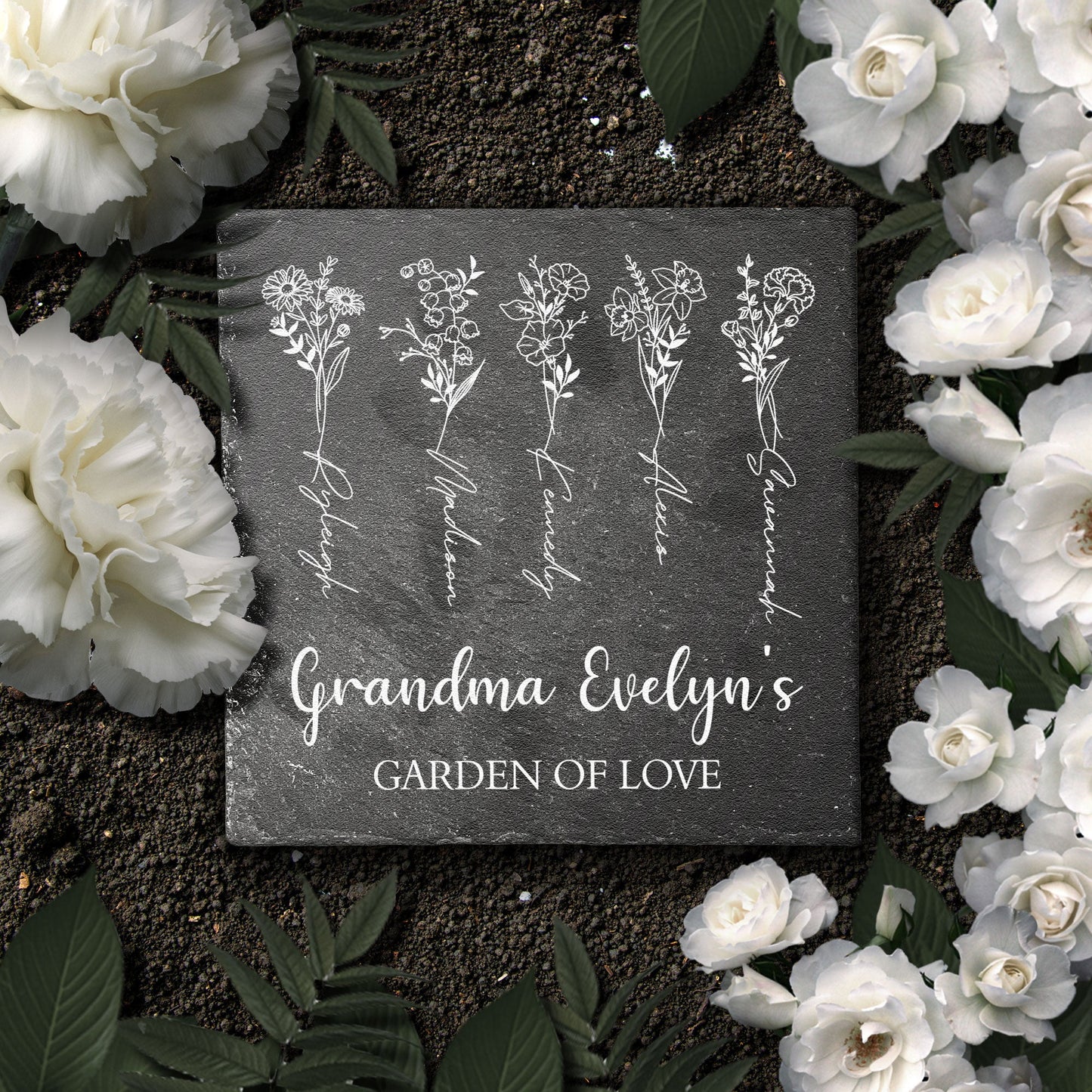 Garden Of Love - Personalized Garden Stone - Outdoor Home Decor, Garden Accent Gift For Grandparents, Family, Sisters, Brothers, Siblings