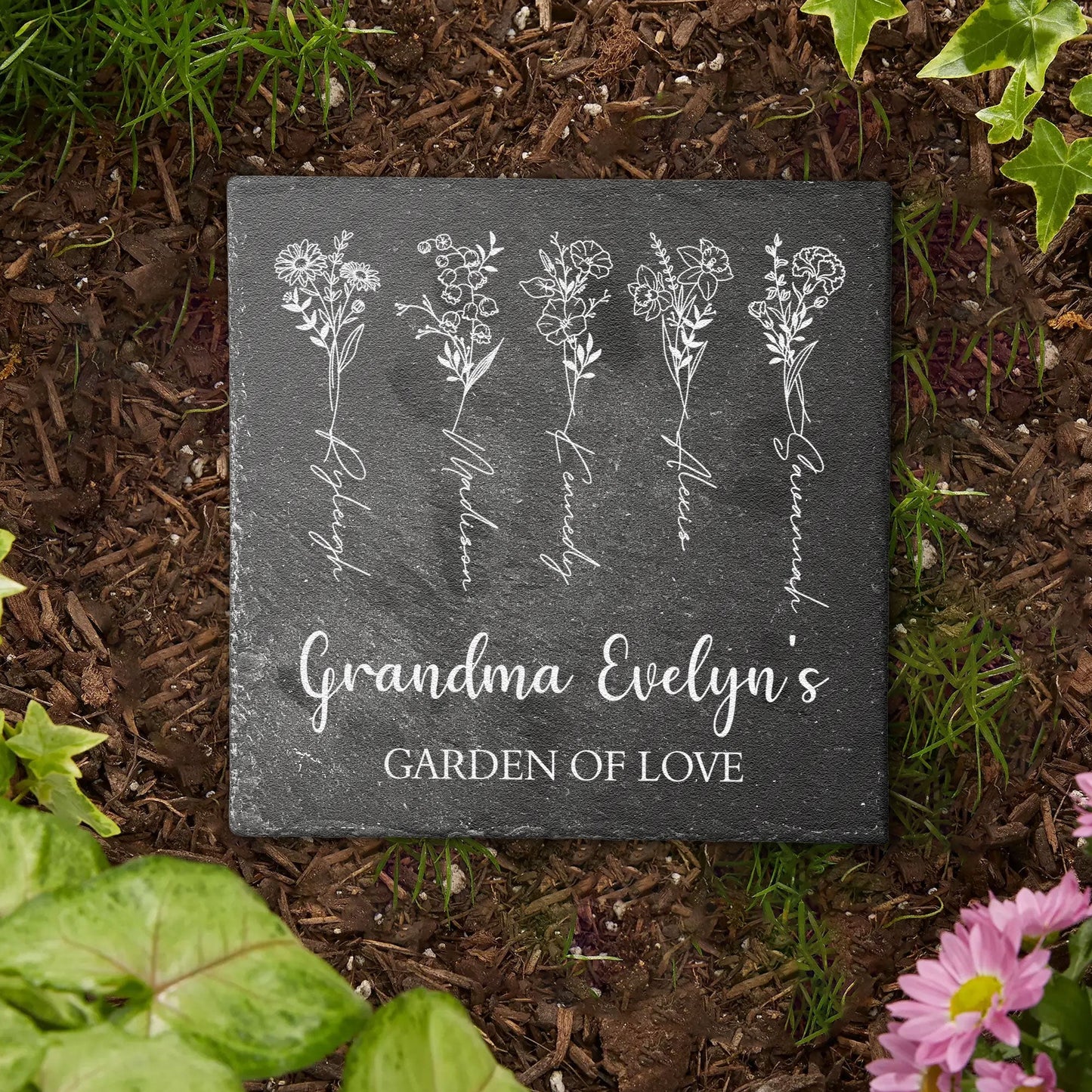 Garden Of Love - Personalized Garden Stone - Outdoor Home Decor, Garden Accent Gift For Grandparents, Family, Sisters, Brothers, Siblings