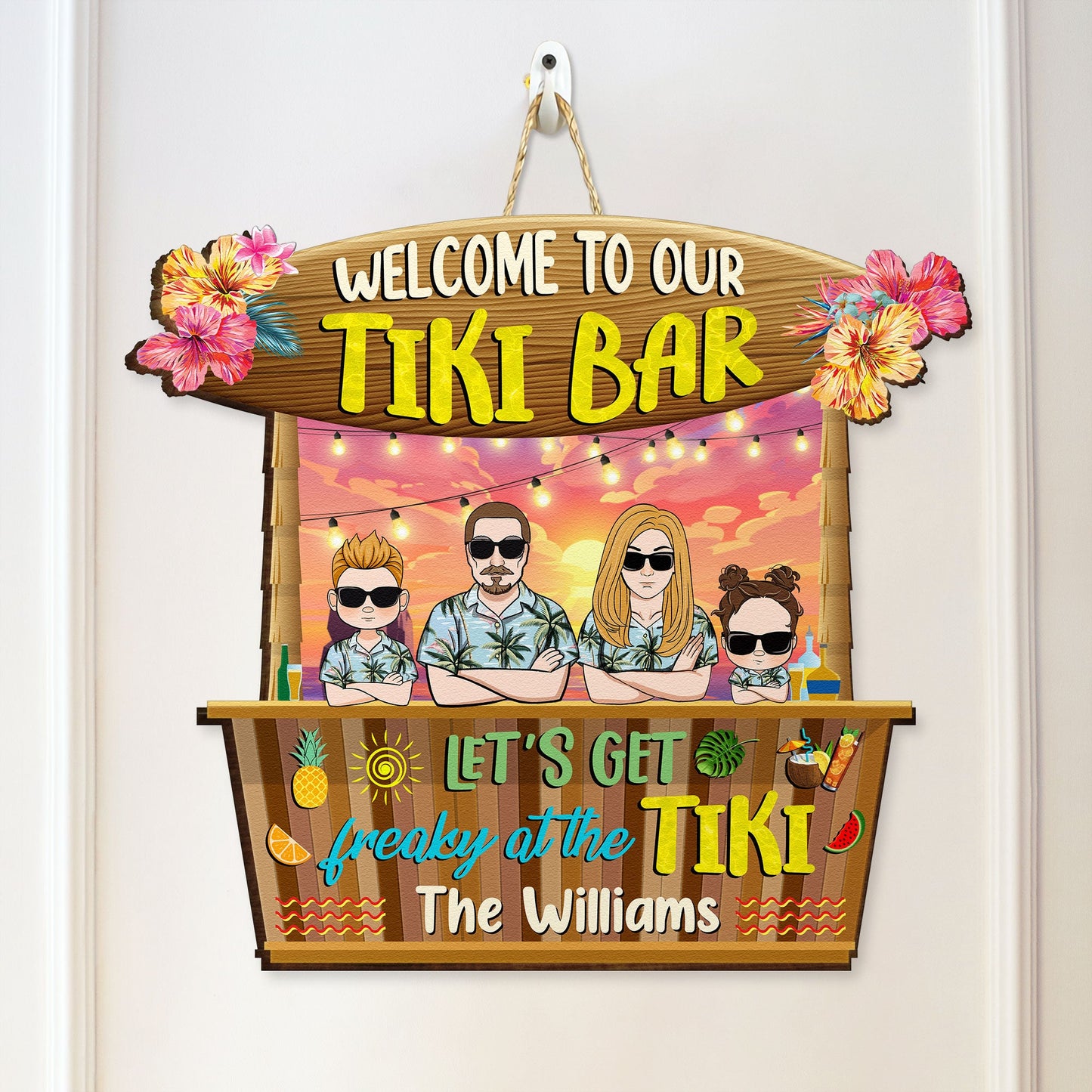 Get Freaky At The Tiki - Personalized Custom Shaped Wood Sign