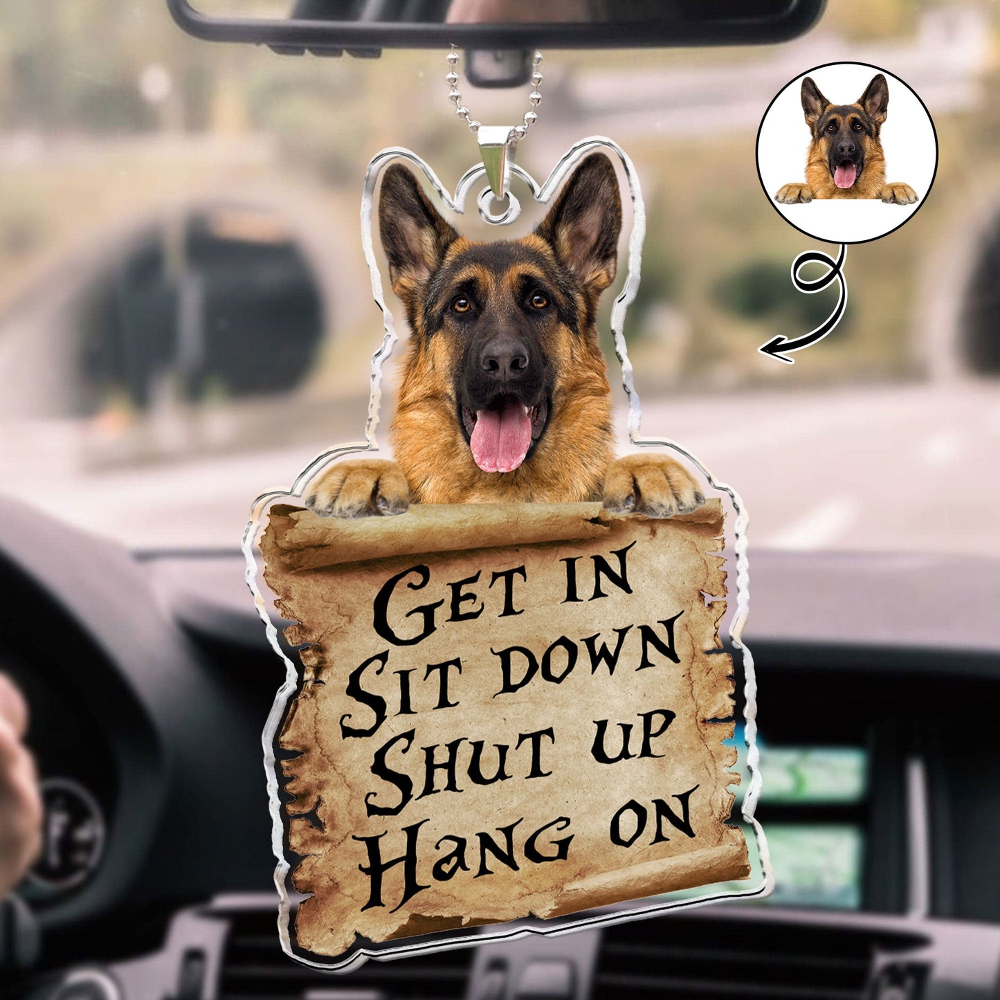 Get In Sit Down Shut Up Hang On - Personalized Car Photo Ornament