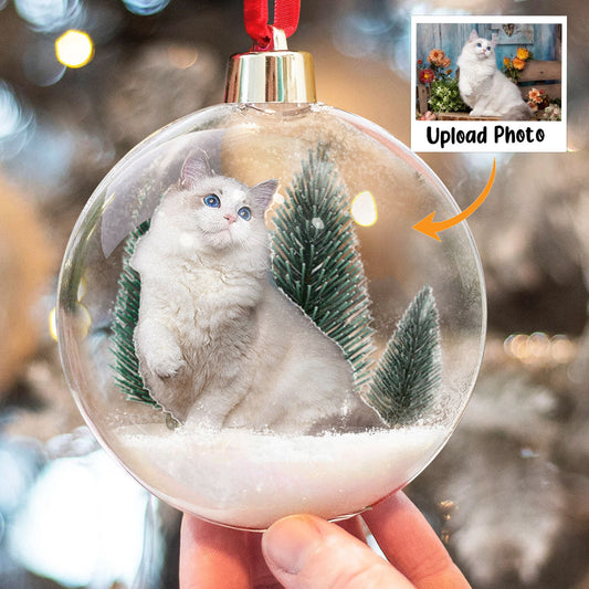 Gift For Cat Lovers Cat Mom Cat Dad - Personalized Christmas Ball Photo Ornament