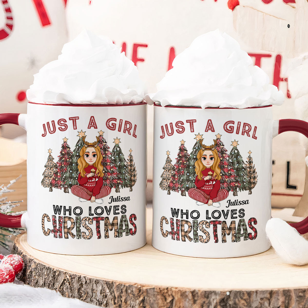 Gift For Her Just A Girl Who Loves Christmas - Personalized Accent Mug
