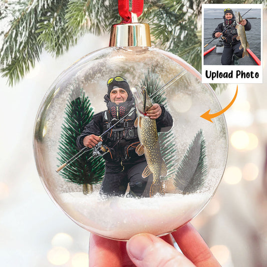  Gift For Fishing Lovers - Personalized Christmas Ball Photo Ornament