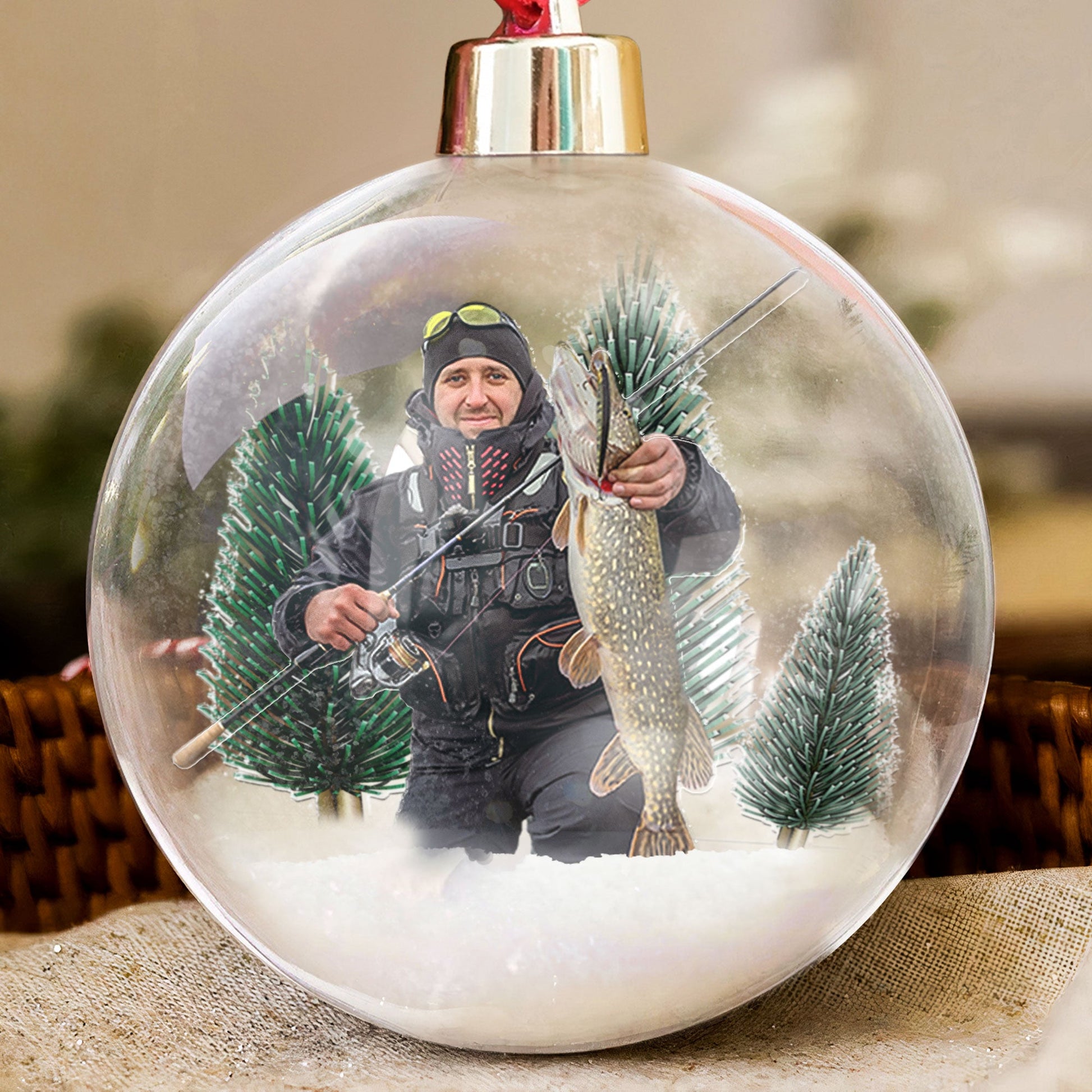 Gift For Fishing Lovers Personalized Christmas Ball Photo