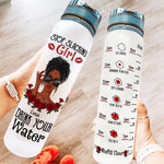 Girl Drink Your Water - Personalized Water Tracker Bottle - Birthday Gift For Her, Black Girl, Black Woman
