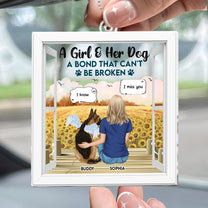 Girl & Her Dog A Bond That Can't Be Broken - Personalized Car Ornament