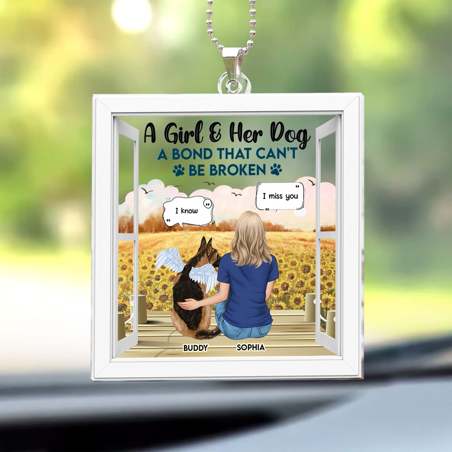 Girl & Her Dog A Bond That Can't Be Broken - Personalized Car Ornament