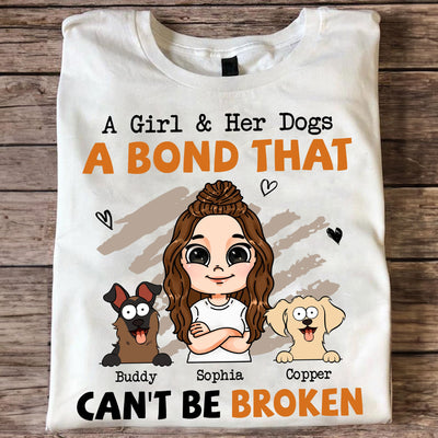 Girl & Her Dog - A Bond That Can't Be Broken - Personalized Shirt
