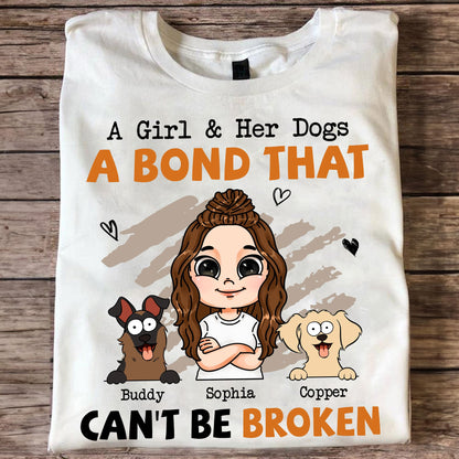Girl & Her Dog - A Bond That Can't Be Broken - Personalized Shirt