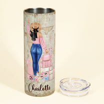 Girl'S Trip Cheaper Than Therapy - Personalized Skinny Tumbler - Christmas, Birthday Gift For Travel Girl, Traveler, Wanderlust