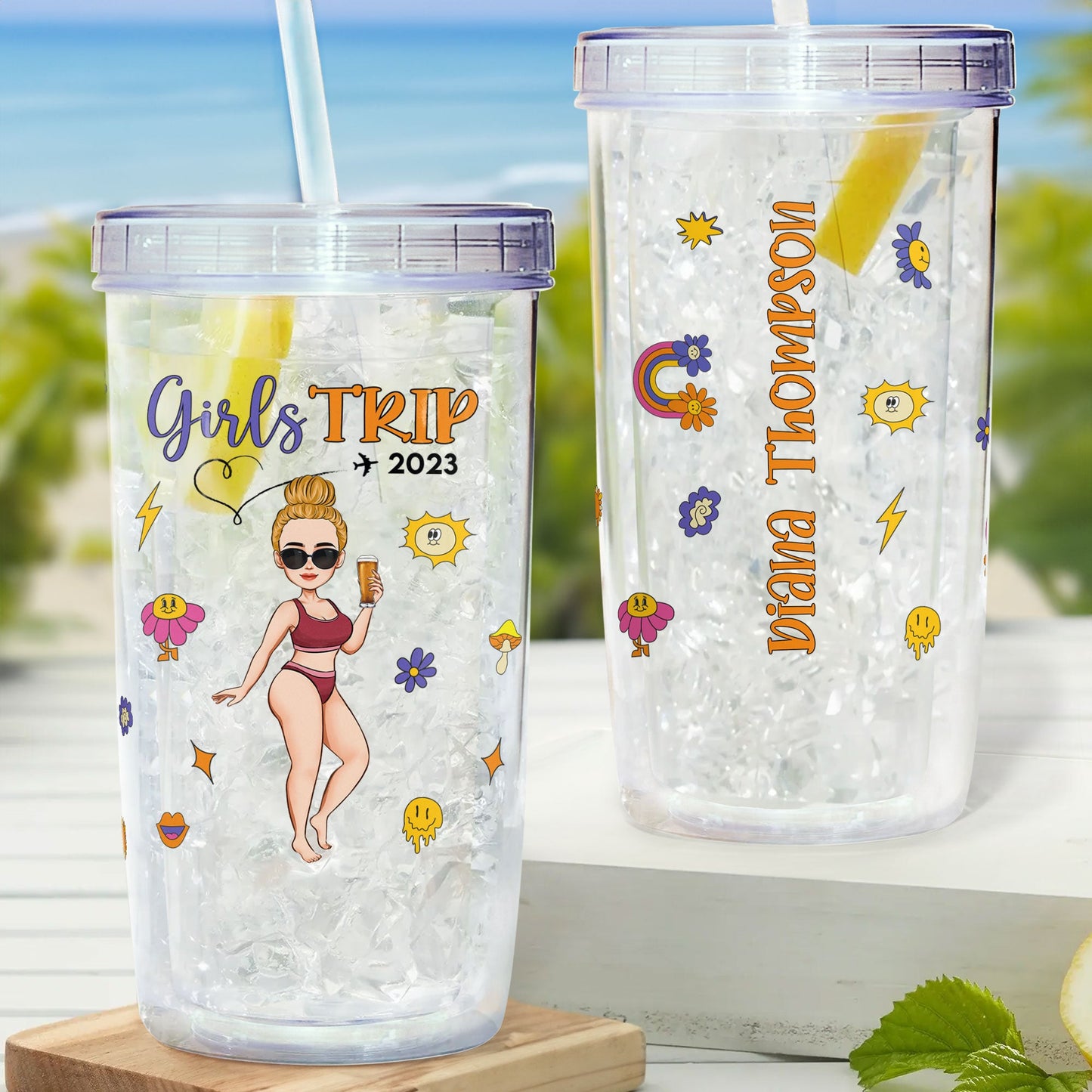 Girls Trip - Personalized Acrylic Tumbler With Straw