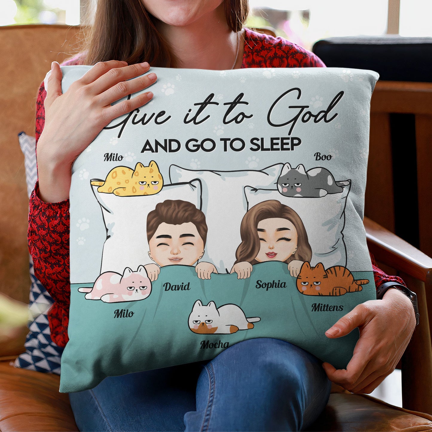 Give It To God And Go To Sleep Couple Edition - Personalized Pillow (Insert Included)