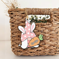 Gnome Bunny Rabbit Custom Name Easter Gift For Kid - Personalized Easter Basket Tags