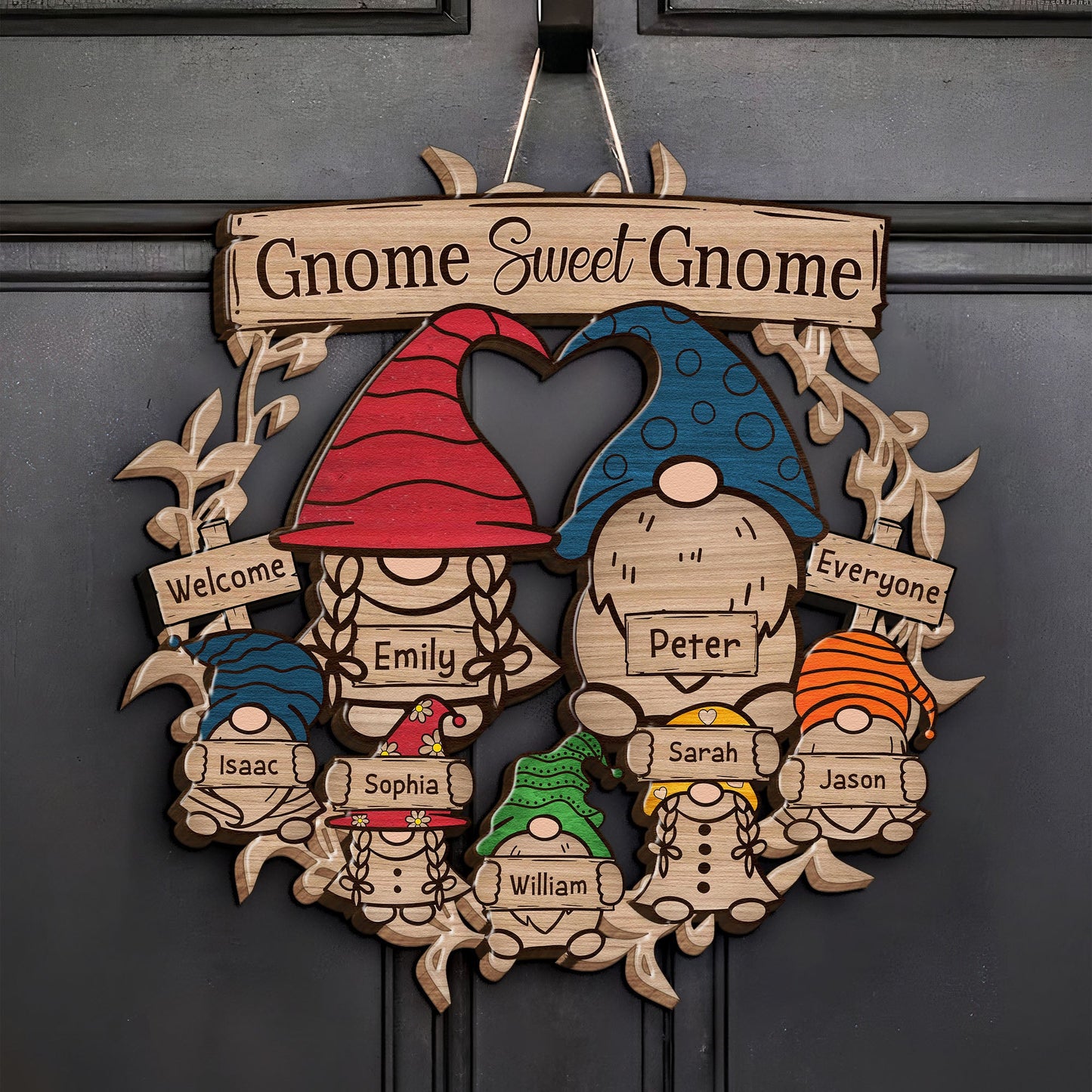 Gnome Sweet Gnome - Personalized Wood Sign