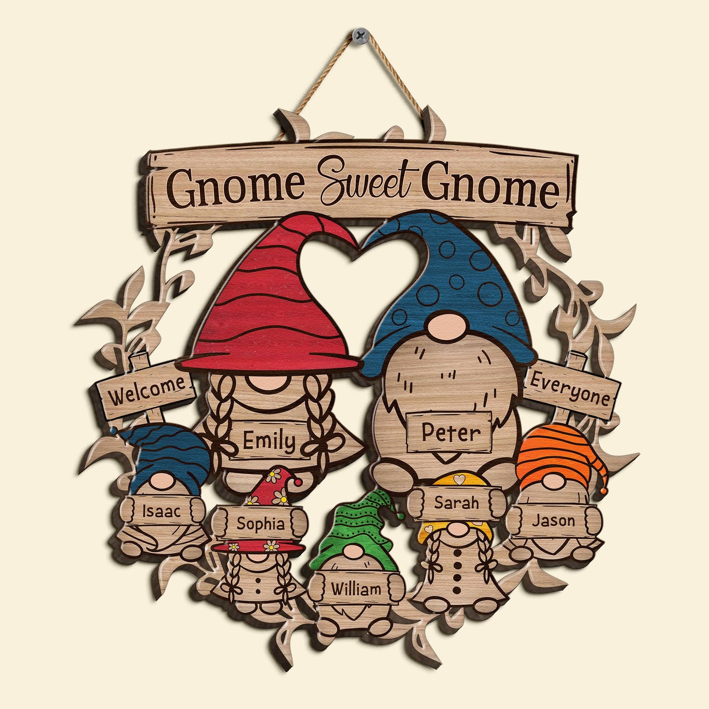 Gnome Sweet Gnome - Personalized Wood Sign