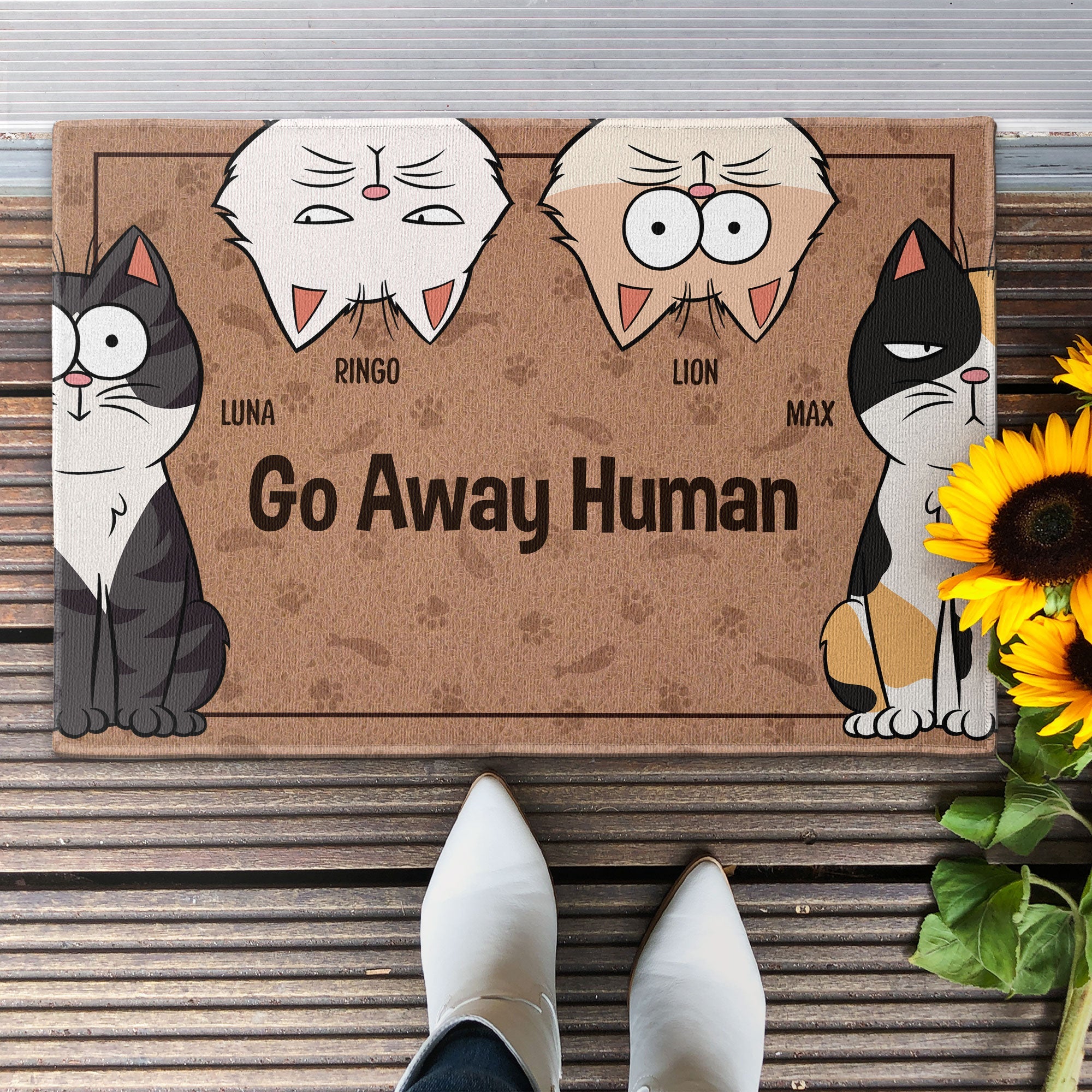Go Away Human Cat - Personalized Doormat