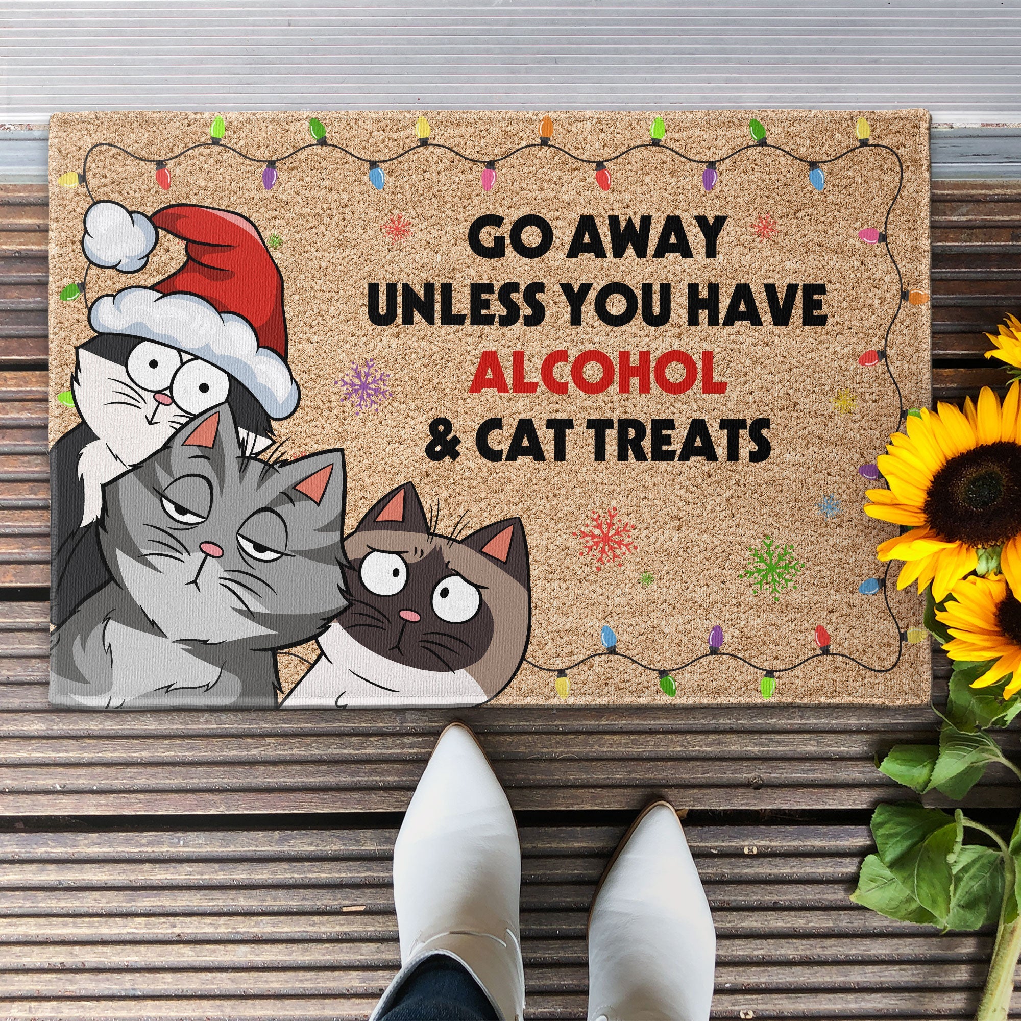 Go Away Unless You Have Alcohol & Cat Treats - Personalized Doormat
