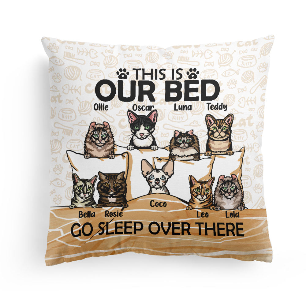 Go Sleep Over There - Personalized Pillow (Insert Included) - Birthday, Funny Gift For Cat Lovers, Cat Owners