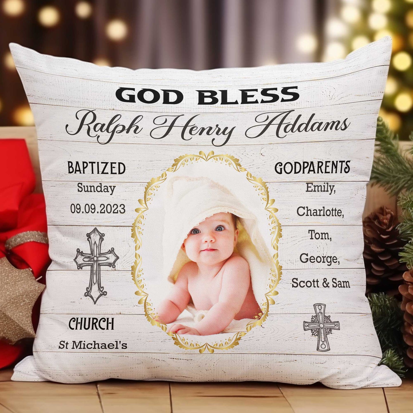 God Bless - Personalized Photo Pillow (Insert Included)