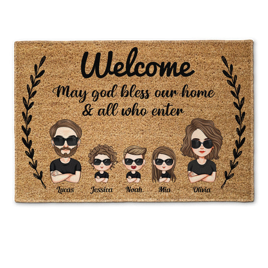 God Bless This Home And All Who Enter - Personalized Doormat