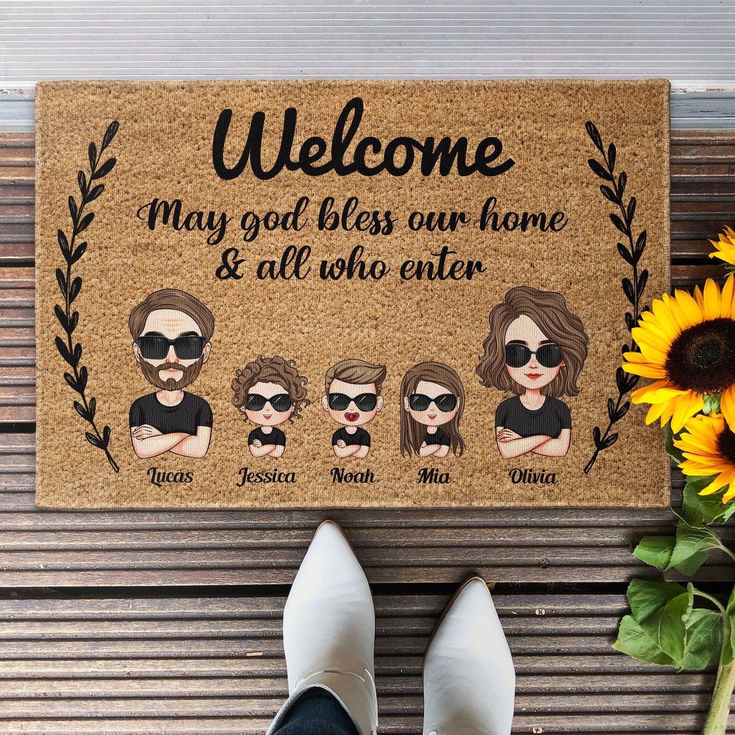 God Bless This Home And All Who Enter - Personalized Doormat