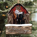 God Blessed The Broken Road Red Barn - Personalized Wooden Photo Ornament - Vintage Ornament