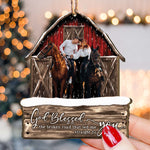 God Blessed The Broken Road Red Barn - Personalized Wooden Photo Ornament - Vintage Ornament