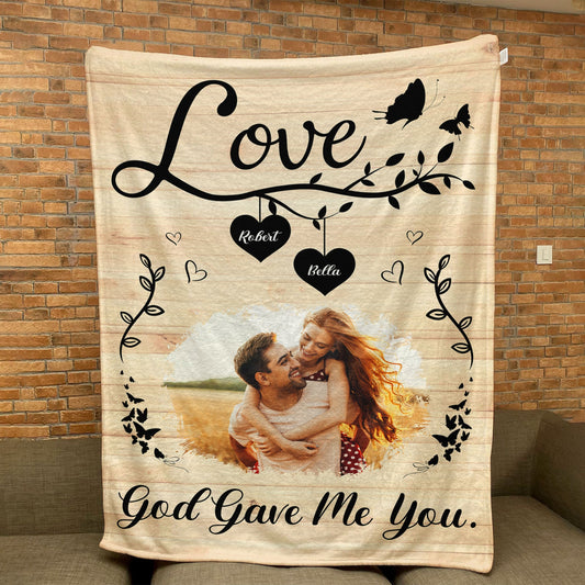 God Gave Me You Couples Anniversary - Personalized Photo Blanket