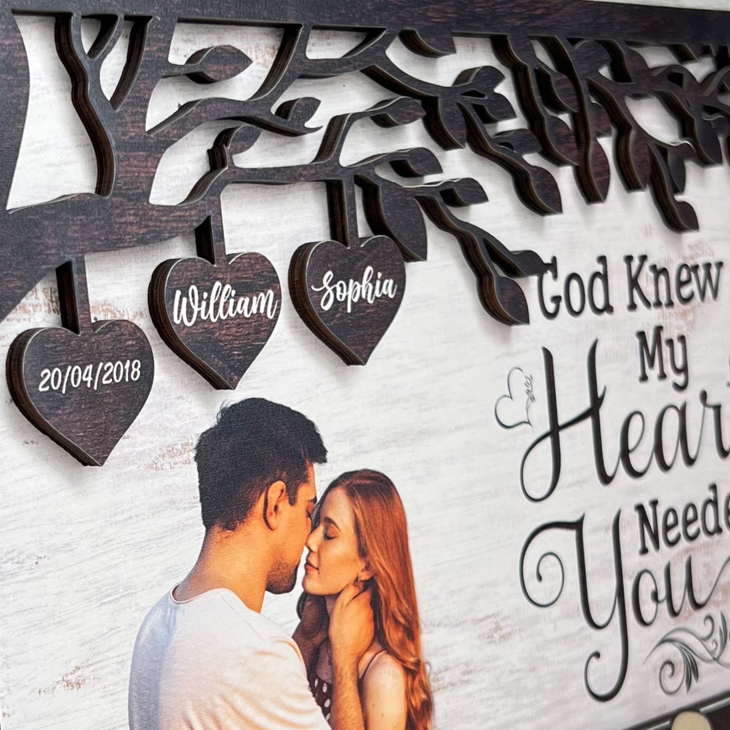 God Gave Me You Couples - Personalized Wooden Photo Plaque - Birthday Gifts For Her, Him