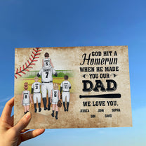 God Hit A Homerun When He Made You Our Dad - Personalized Acrylic Plaque - Birthday Father's Day Gift For Dad, Step Dad, Baseball Dad - Gift From Sons, Daughters, Wife