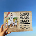 God Hit A Homerun When He Made You Our Dad - Personalized Acrylic Plaque - Birthday Father's Day Gift For Dad, Step Dad, Baseball Dad - Gift From Sons, Daughters, Wife