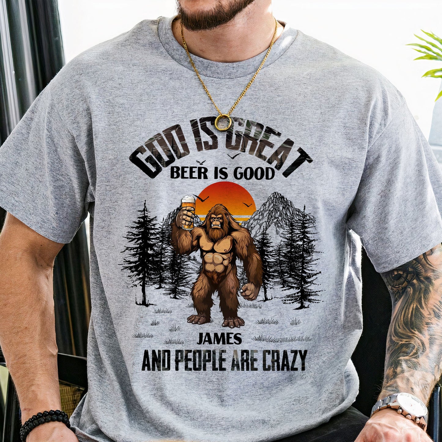 God Is Great Beer Is Good And People Are Crazy - Personalized Shirt