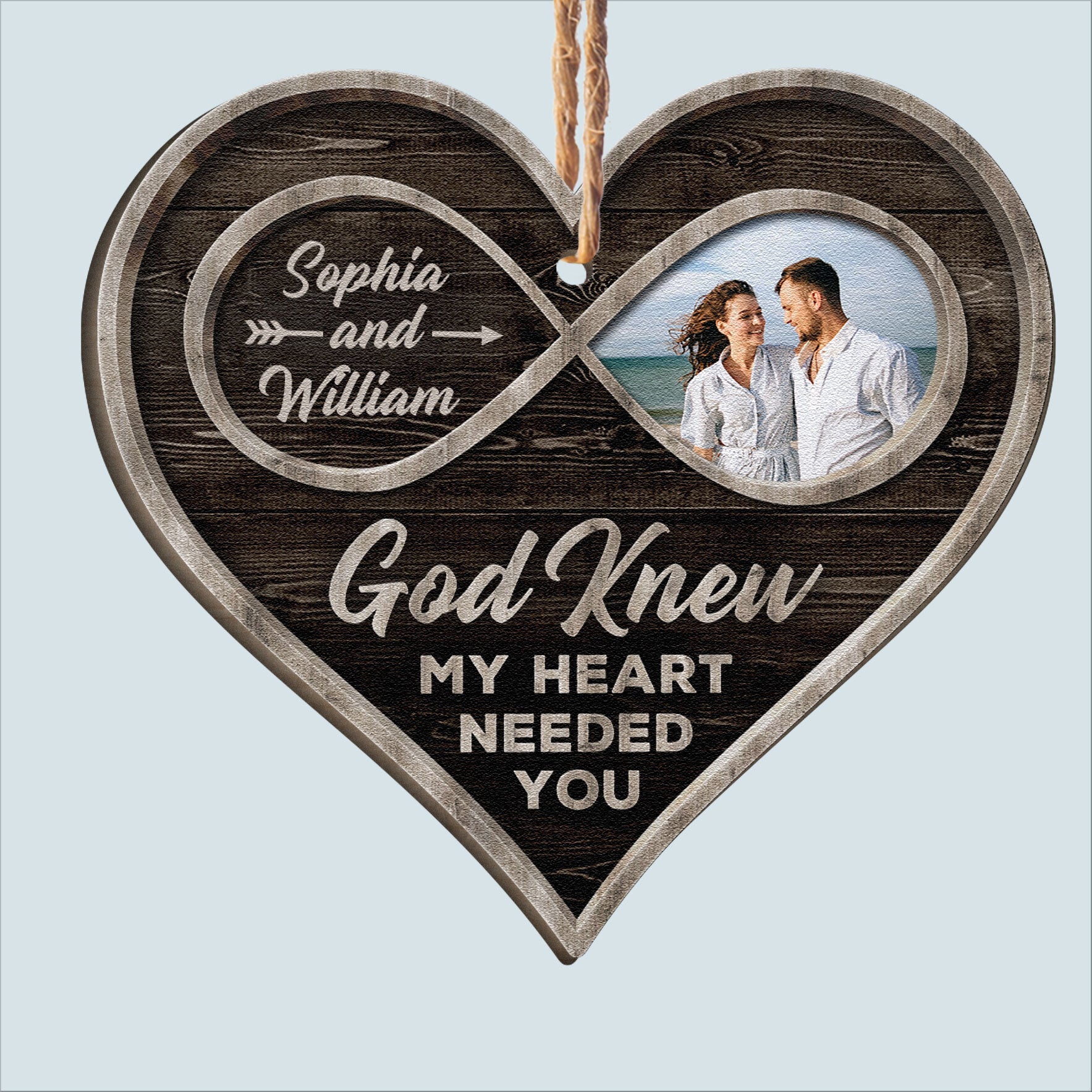 God Knew My Heart Needed You - Personalized Custom Shaped Wooden Photo Ornament